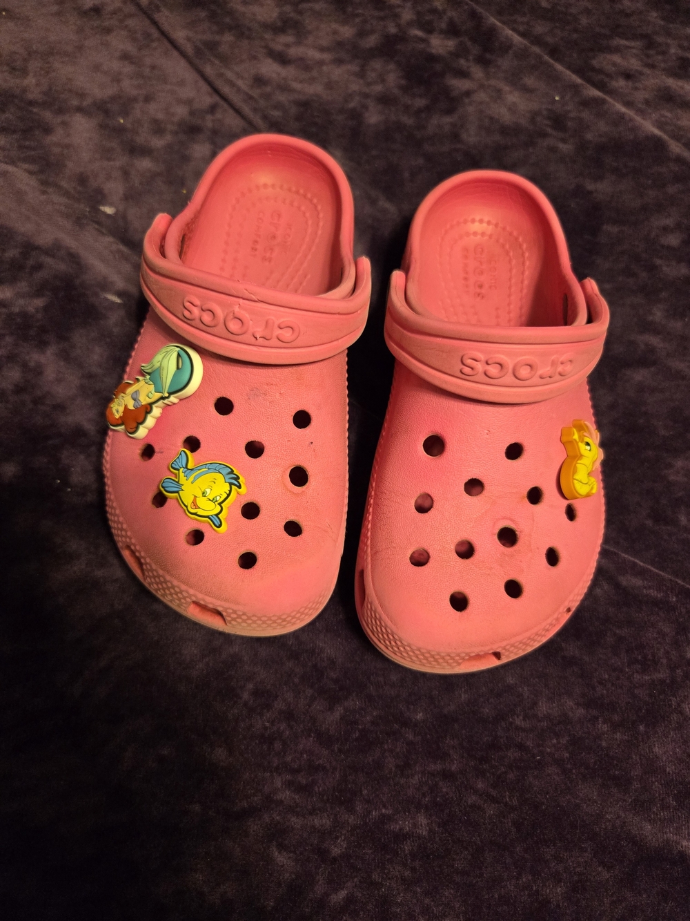 CROCS Kids' Classic Clogs in Coral Pink with Character Jibbitz